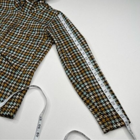 Burton Hoodie, fleece lined Full zip jacket, Brown & blue houndstooth, Size Med - Picture 6 of 11